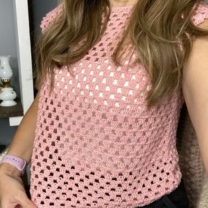 Handmade Pink Crochet Women Top
